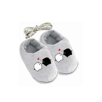 1 чифт мека електрическа нагревателна подложка чехли USB топли обувки за крака Сладко прасе Коледен подарък Практичен безопасен и надежден плюшен подарък