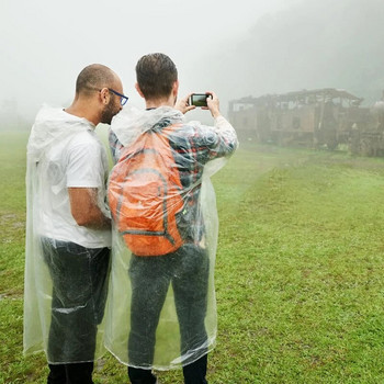 6 бр. Водоустойчив дъждобран за еднократна употреба Туризъм на открито Планинско пътуване Спешно прозрачно преносимо пончо за възрастни Rain
