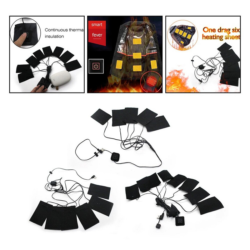 5/6/8 in 1 USB Šiltos pastos pagalvėlės Drabužiai Šildytuvai Temperatūra Elektrinis saugus kaitinimo paklodė Šiltesnis padėklas liemenėms Striukė Batai Kojinės