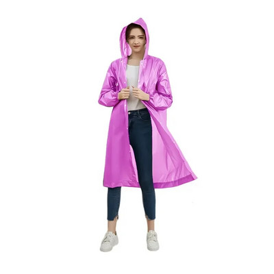 EVA lietpaltis, pastorintas 18 šilko, vienetas sveria apie 150 g Unisex ilgo stiliaus daugkartinio naudojimo lauko žygių lietpaltis, atsparus dilimui