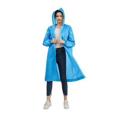 EVA lietpaltis, pastorintas 18 šilko, vienetas sveria apie 150 g Unisex ilgo stiliaus daugkartinio naudojimo lauko žygių lietpaltis, atsparus dilimui