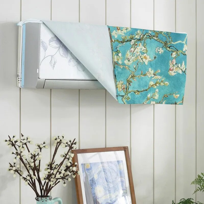 2023 m. Naujas oro kondicionieriaus dulkių dangtelis, poliesterio audinys, skirtas namuose, montuojamas ant sienos, kintamosios srovės dekoravimo apsauga, apsauganti nuo tiesioginio pūtimo