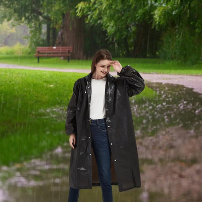 1 ΤΕΜ Υψηλής ποιότητας EVA Unisex Αδιάβροχο Παχύ αδιάβροχο Rainwear Ανδρικό κοστούμι κάμπινγκ Μαύρο αδιάβροχο γυναικείο παλτό βροχής M0D1