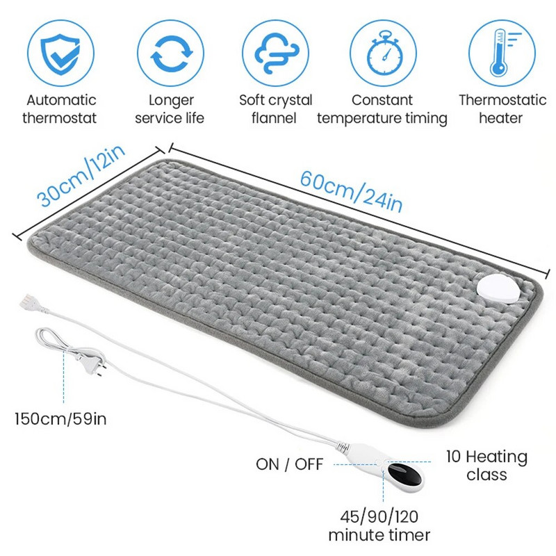 30*60CM Električni jastučić za grijanje Grijaća deka s termostatom Vrući jastučić za menstrualne grčeve Zimski grijač za ublažavanje bolova u struku