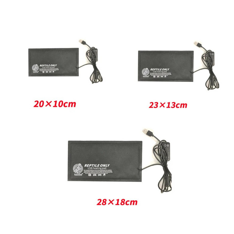 USB grijač za gmazove s podesivom temperaturom s vremenskim prekidačem Vodootporna grijaća prostirka za ljubimca gekona za gmižuću kornjaču guštera