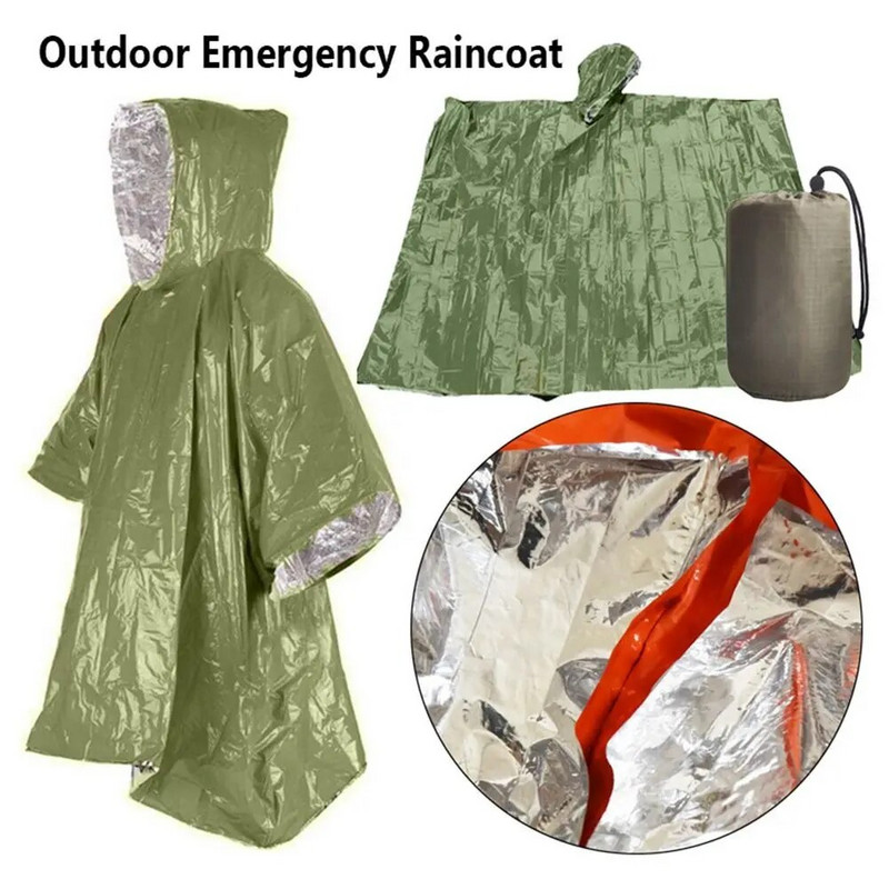 Avarinis lietpaltis pončo vandeniui atsparus lietaus apklotas išgyvenimo stovyklavimo įranga, šalčio izoliacija nuo lietaus, stovyklavimo įranga