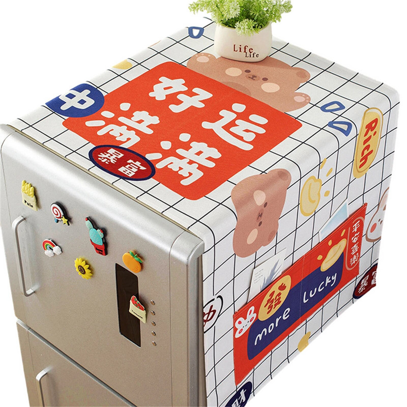 1Gb Ledusskapja putekļu necaurlaidīgs vāks Veļas mašīnas pārsegs ar uzglabāšanas kabatām Somas Universālie sauļošanās pārklāji Virtuve Ziemassvētki