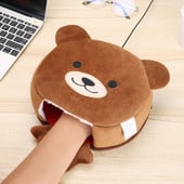 USB šildomas pelės kilimėlis Mieli animaciniai gyvūnai pliušiniai žiemos biuro rankų riešo kilimėlis kompiuteriniams nešiojamiesiems kompiuteriams žaidimų priedai