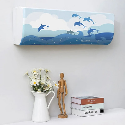 Cartoon Printed Air Conditioner Cover Easy Cleaning Air Conditioner Dustcover Wall Mounted Air Conditioner Protective Cover