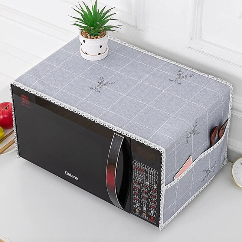 Mikrobangų krosnelės dangtis su kišenėmis Dulkėms atsparūs mikrobangų krosnelės dangteliai Apsauginiai dangteliai Plaunami patvarūs namų virtuvės priedai