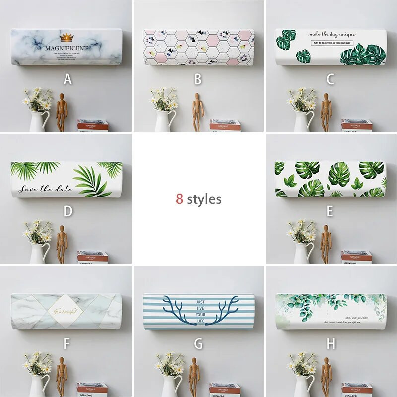 Κάλυμμα κλιματιστικού από ελαστικό ύφασμα Φύλλα εκτύπωσης σειράς Προστατευτική θήκη Επιτοίχια Κλιματισμός Κάλυμμα σκόνης Διακόσμηση σπιτιού