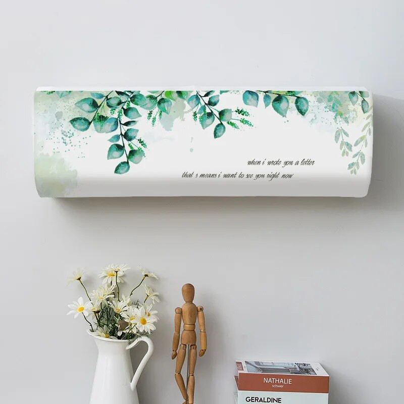 Κάλυμμα κλιματιστικού από ελαστικό ύφασμα Φύλλα εκτύπωσης σειράς Προστατευτική θήκη Επιτοίχια Κλιματισμός Κάλυμμα σκόνης Διακόσμηση σπιτιού