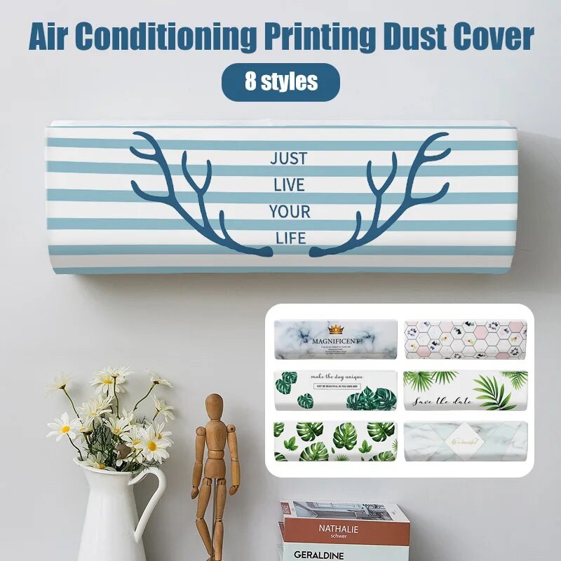 Κάλυμμα κλιματιστικού από ελαστικό ύφασμα Φύλλα εκτύπωσης σειράς Προστατευτική θήκη Επιτοίχια Κλιματισμός Κάλυμμα σκόνης Διακόσμηση σπιτιού
