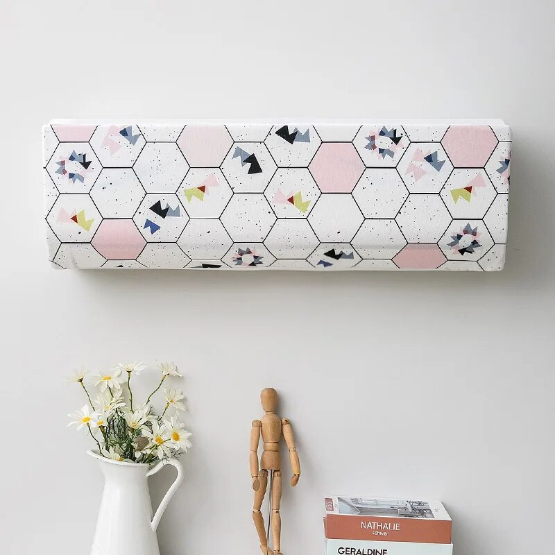 Κάλυμμα κλιματιστικού από ελαστικό ύφασμα Φύλλα εκτύπωσης σειράς Προστατευτική θήκη Επιτοίχια Κλιματισμός Κάλυμμα σκόνης Διακόσμηση σπιτιού