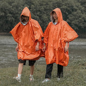 Õues avarii vihmamantel alumiiniumfooliumist tuulekindel pikkade varrukatega mantel Päästev helkurtekk Matkamiseks suured vihmamantlid osad