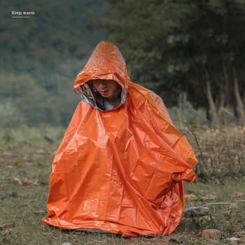 Външен авариен дъждобран Алуминиево фолио Ветроустойчиво палто с дълъг ръкав Животоспасяващо отразяващо одеяло Туристически големи дъждобрани Части
