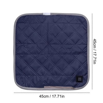 Elektrinė šildoma kėdės pagalvėlė Nešiojama USB šildoma sėdynės padėklas 3 lygių žiemos šiltas pagalvėlės kilimėlis namų biuro automobiliui, žvejybai