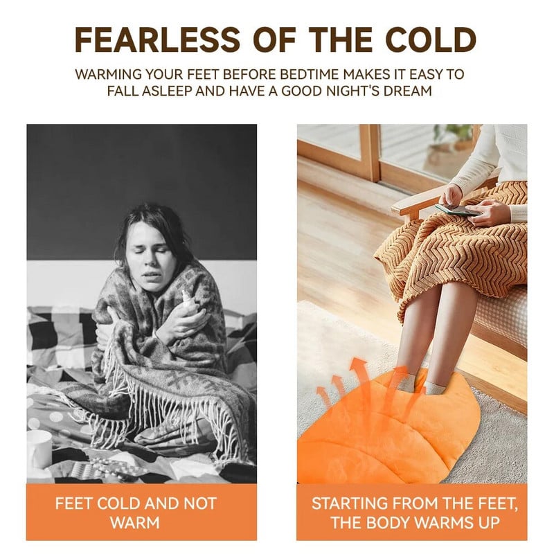USB elektromos fűtőtest Újratölthető plüss lábmelegítő töltés meleg lábvédő lábfűtő párna otthoni hálószobához, gyors fűtés