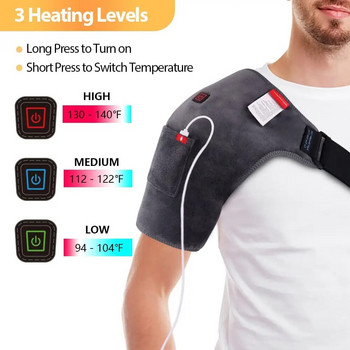 Θερμαινόμενο στήριγμα περιτυλίγματος ώμου Φορητό ηλεκτρικό μαξιλαράκι θέρμανσης ώμου USB για ανακούφιση από τον πόνο των παγωμένων μυών του ώμου με περιστροφική μανσέτα