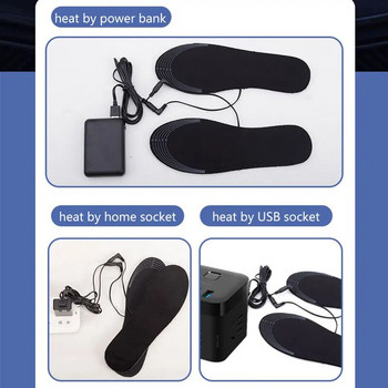 USB захранващи нагреваеми стелки за обувки Топли крака могат да се режат и перат Електрическо отопление Подгряваща EVA подложка за зимата