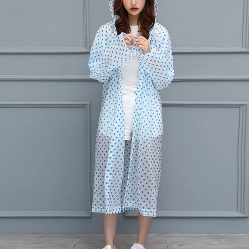 Női esőkabát kültéri divat átlátszó uniszex kapucnis Aldult vízálló vastagított újrafelhasználható aranyos rajzfilm EVA esőkabát huzat