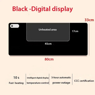 Tampă de încălzire electrică inteligentă și încălzită pentru birou. Afișaj digital de birou