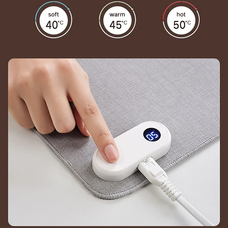 Tampă de încălzire electrică inteligentă și încălzită pentru birou. Afișaj digital de birou