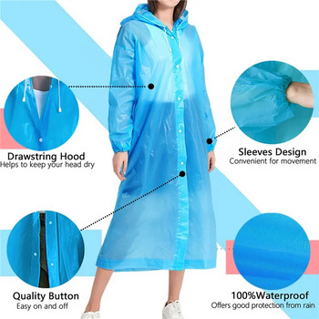 Αδιάβροχο αδιάβροχο για ενήλικες Παιδικό επαναχρησιμοποιούμενο Eva Rain Poncho για Παιδιά Κορίτσια Γυναικείο διαφανές Clear Rainwear Αδιάβροχο παλτό βροχής