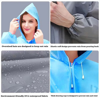 Αδιάβροχο αδιάβροχο για ενήλικες Παιδικό επαναχρησιμοποιούμενο Eva Rain Poncho για Παιδιά Κορίτσια Γυναικείο διαφανές Clear Rainwear Αδιάβροχο παλτό βροχής