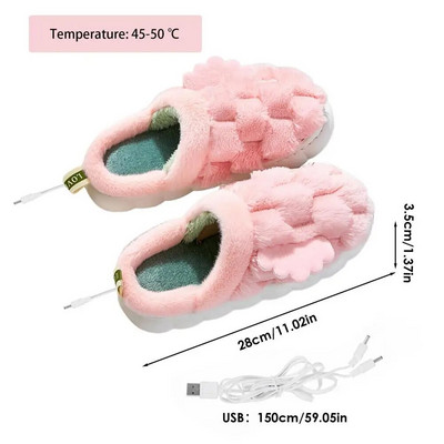 1 par grijanih papuča Neklizajući mekani električni grijač za noge USB Električne grijaće papuče Zimske električne grijaće cipele