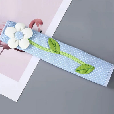 Pastoral Flower Polka Dot Durų / šaldytuvo rankenos dangtis Šaldytuvo durų rankenos pirštinės Namų dekoras Virtuvės priedai Mėlyna