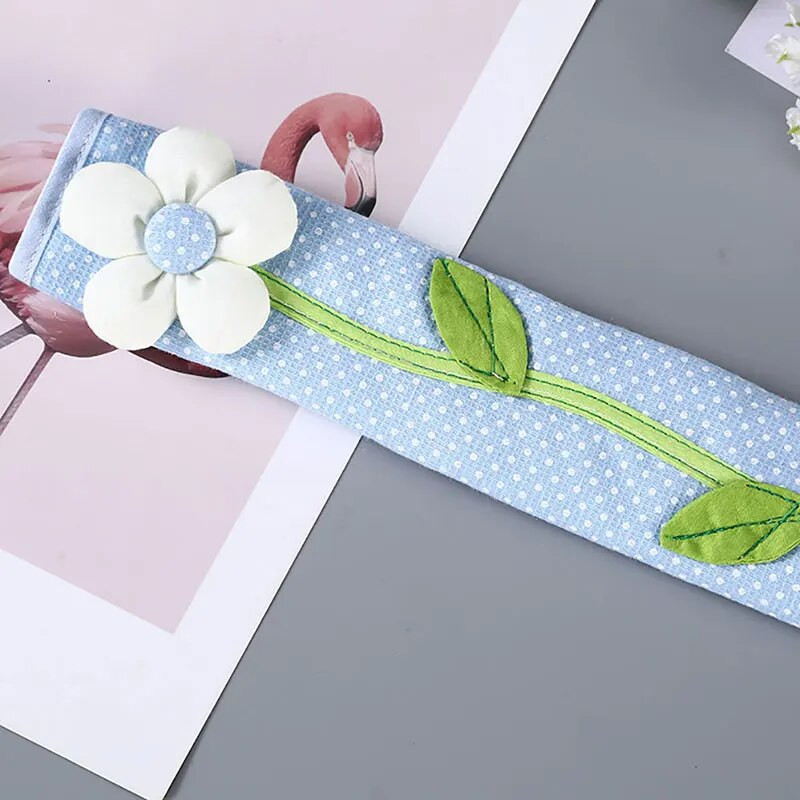 Pastoral Flower Polka Dot Durų / šaldytuvo rankenos dangtis Šaldytuvo durų rankenos pirštinės Namų dekoras Virtuvės priedai Mėlyna