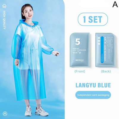 1 tk ühekordselt kasutatav vihmamantel, naiste meeste vihmariided, veekindel kokkusurutud kaasaskantav vihmakate matkamiseks