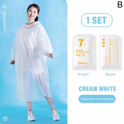 1 tk ühekordselt kasutatav vihmamantel, naiste meeste vihmariided, veekindel kokkusurutud kaasaskantav vihmakate matkamiseks