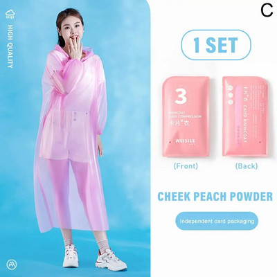 1 tk ühekordselt kasutatav vihmamantel, naiste meeste vihmariided, veekindel kokkusurutud kaasaskantav vihmakate matkamiseks