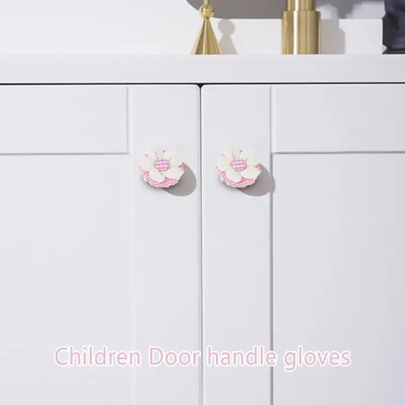 Durų rankenos pagalvėlė 2 vnt Audiniai gėlė vaikams Durų rankenos Pirštinės Apvalios Durų Rankenos Pirštinės Neslidžios Rankenėlės Uždangalai Durų Rankena