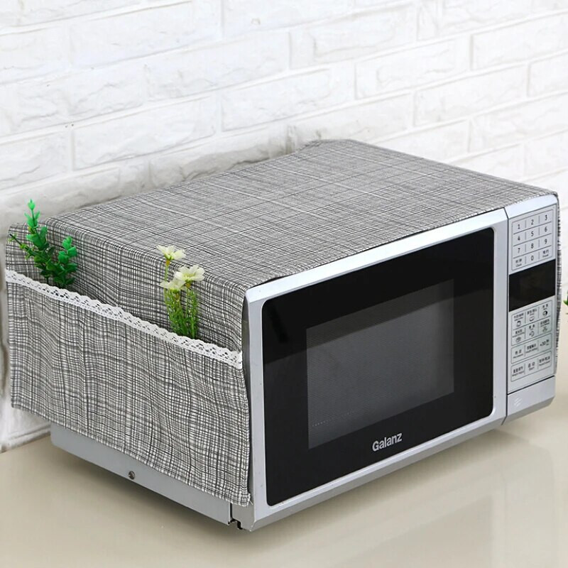 Mikroviļņu krāsns putekļu vāks Eļļas necaurlaidīgs dabīgs materiāls, elpojošs aizsardzība ar uzglabāšanas maisiņu virtuves piederumiem