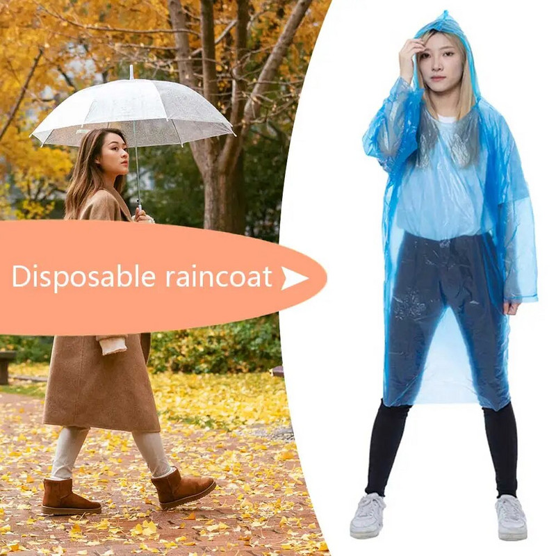 Ühekordselt kasutatav veekindel vihmajope kapuutsiga Adult Kid Clear Survival vihmamantel õues telkimiseks/puhkamiseks/matkamiseks
