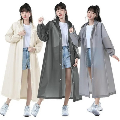 Hooded Rain Coat Women Men Impermeable Thickened Waterproof Raincoat Tourism Outdoor Hiking Raincoat  For Height 150-188cm