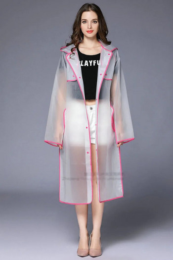 Νέα μόδα EVA Γυναικεία πόντσο με καπέλο Γυναικεία αδιάβροχο μακρύ ημιδιαφανές αδιάβροχο παλτό για ενήλικες