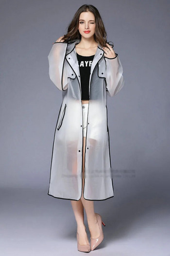 Нова мода EVA Дамско пончо с шапка Дамски водоустойчив дълъг полупрозрачен дъждобран Дъждобран за възрастни