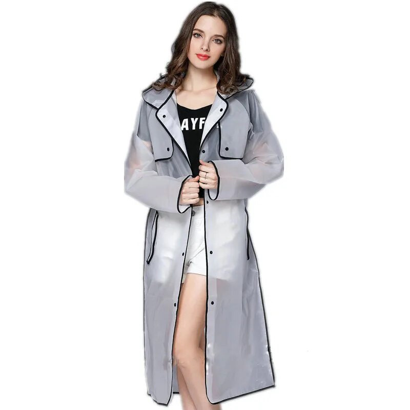 Νέα μόδα EVA Γυναικεία πόντσο με καπέλο Γυναικεία αδιάβροχο μακρύ ημιδιαφανές αδιάβροχο παλτό για ενήλικες