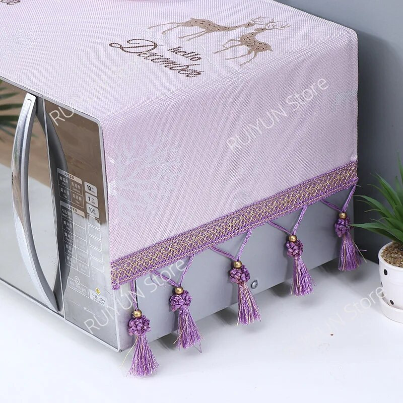 Putekļu necaurlaidīgs mikroviļņu krāsns audums 35x100 cm mikroviļņu krāsns vāki ar pušķiem Virtuves piederumi Putekļu vāki ar uzglabāšanas maisu