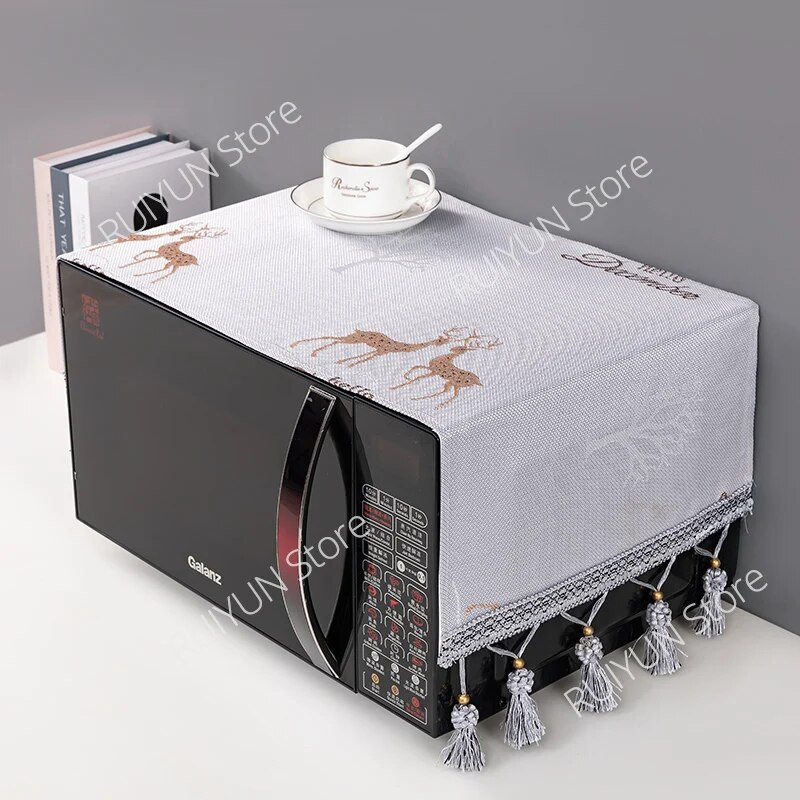 Putekļu necaurlaidīgs mikroviļņu krāsns audums 35x100 cm mikroviļņu krāsns vāki ar pušķiem Virtuves piederumi Putekļu vāki ar uzglabāšanas maisu