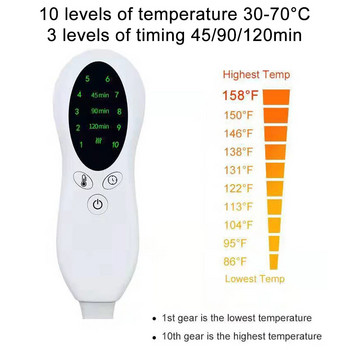 43x84cm 10 Επίπεδο 120W Ηλεκτρικό θερμαντικό επίθεμα χρονοδιακόπτη για τον αυχένα ώμου Πλάτη Σπονδυλική στήλη Πόδι ανακούφιση από τον πόνο Winter Warmer Wrap Temp Heater Pad