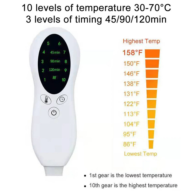 43x84cm 10 Razina 120W Električni Jastuk za Grijanje Timer za Ramena Vrat Leđa Kralježnica Noga Olakšavanje Bolova Zimi Toplija Umotajte Temp. Jastuk za Grijanje