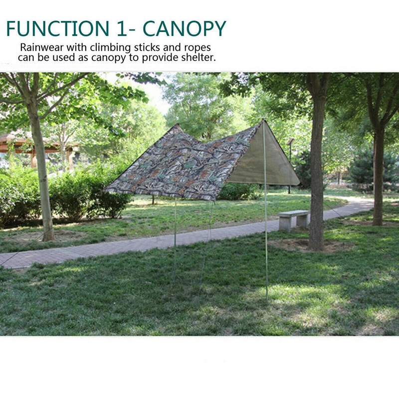 3 u 1 Muškarci Žene Kampiranje na otvorenom Pončo Ultralagana kabanica otporna na habanje Jednodijelni vodootporni ogrtač za planinarenje Podloga za šator za putovanja