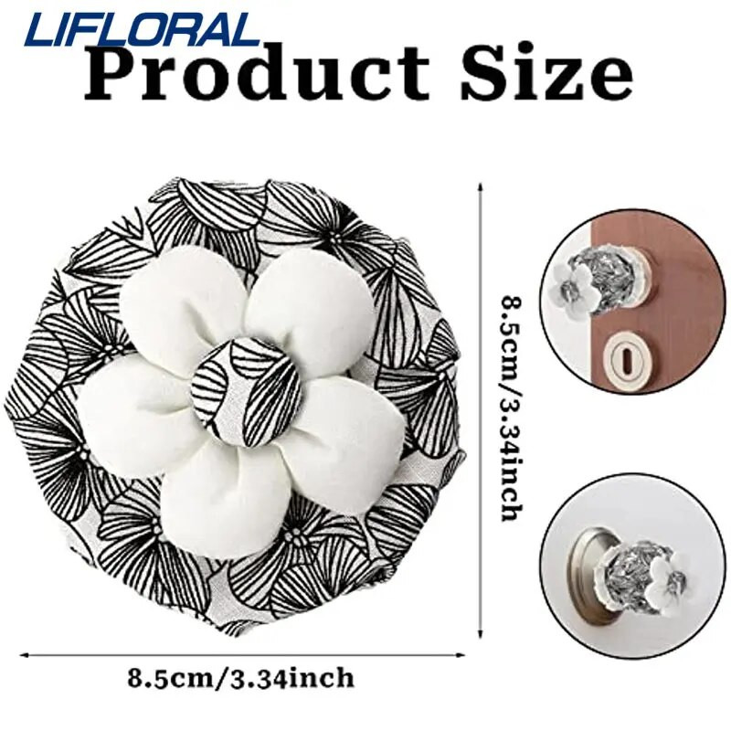 2 vnt. durų rankenos užvalkalai gėlių formos durų rankenos apsauga, minkšta apvali rankenos dangteliai, kempinė Plaunama dekoratyvinė durų rankenos pagalvėlė