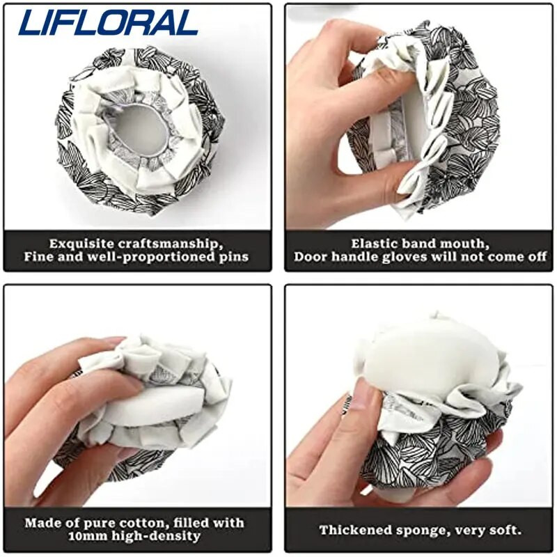 2 vnt. durų rankenos užvalkalai gėlių formos durų rankenos apsauga, minkšta apvali rankenos dangteliai, kempinė Plaunama dekoratyvinė durų rankenos pagalvėlė