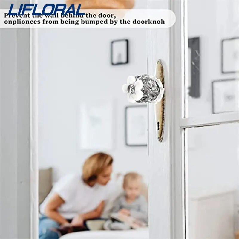 2 vnt. durų rankenos užvalkalai gėlių formos durų rankenos apsauga, minkšta apvali rankenos dangteliai, kempinė Plaunama dekoratyvinė durų rankenos pagalvėlė